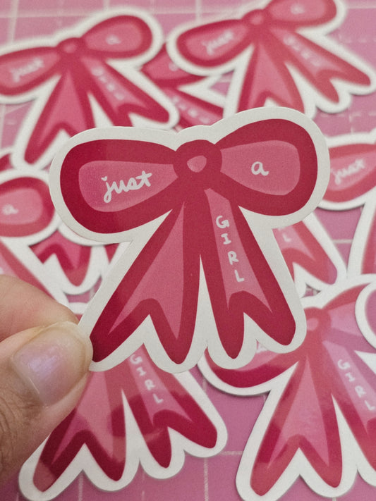 Just a Girl Bow Sticker