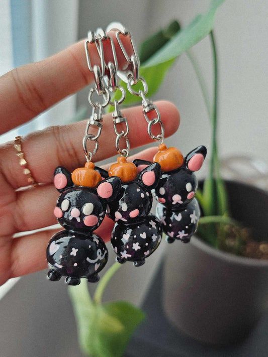 Pumpkin Cat Keychain