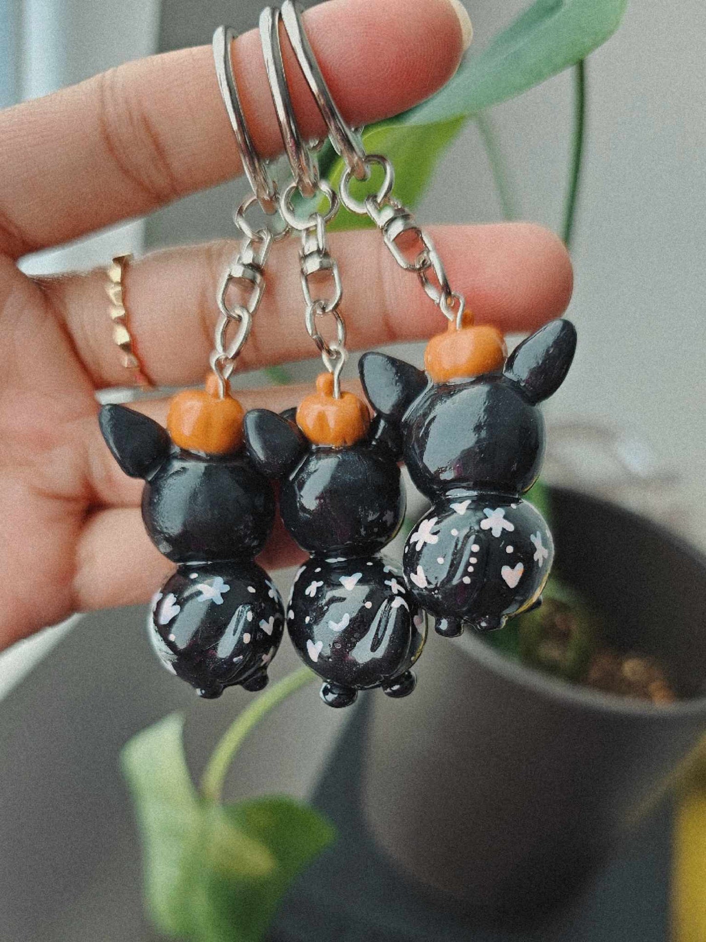 Pumpkin Cat Keychain